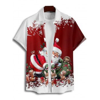 Christmas Couple Outfit Santa Claus Snowflake Print Dress and Shirt Set