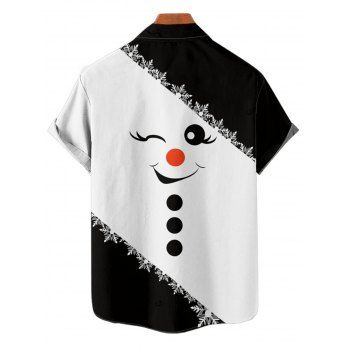 Christmas Couple Outfit Colorblock Snowman Snowflake Print Dress and Shirt Set