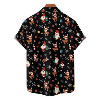 Christmas Couple Outfit Santa Claus Elk Snowflake Print Dress and Shirt Set