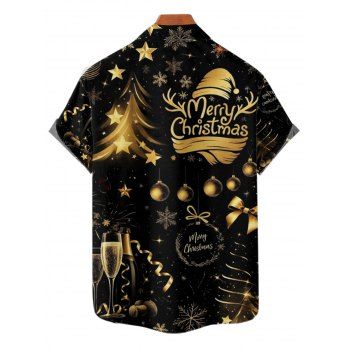 Holiday Couple Outfit Christmas Tree Hat Bell Letter Print Dress and Shirt Set