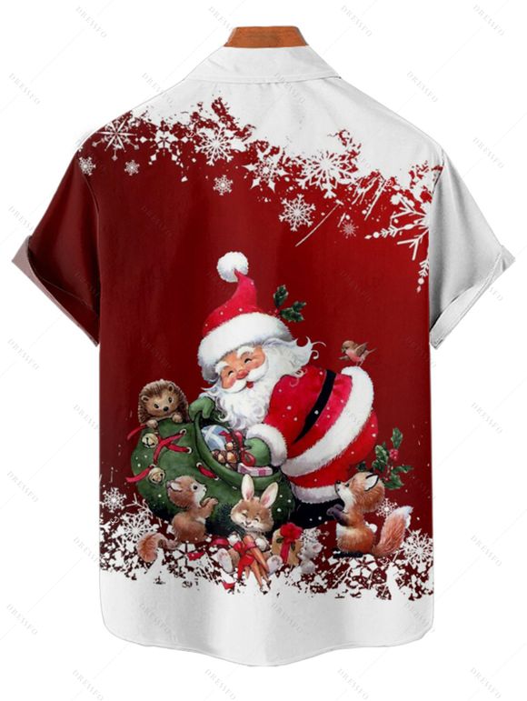 Christmas Couple Outfit Santa Claus Snowflake Print Dress and Shirt Set - Rouge S | US 4