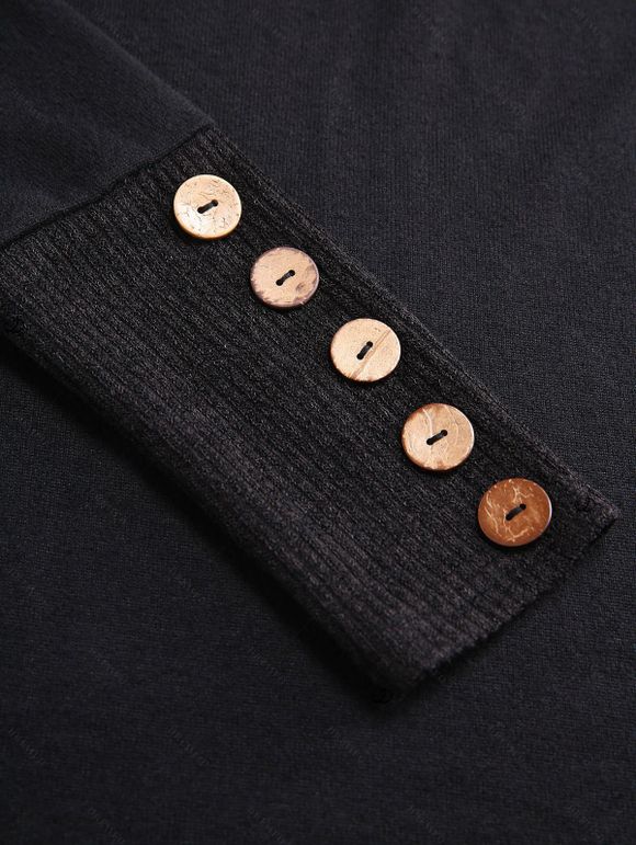 Women Outfit Off the Shoulder Mock Button Sweater and Buckle Leggings Set - Noir S | US 4