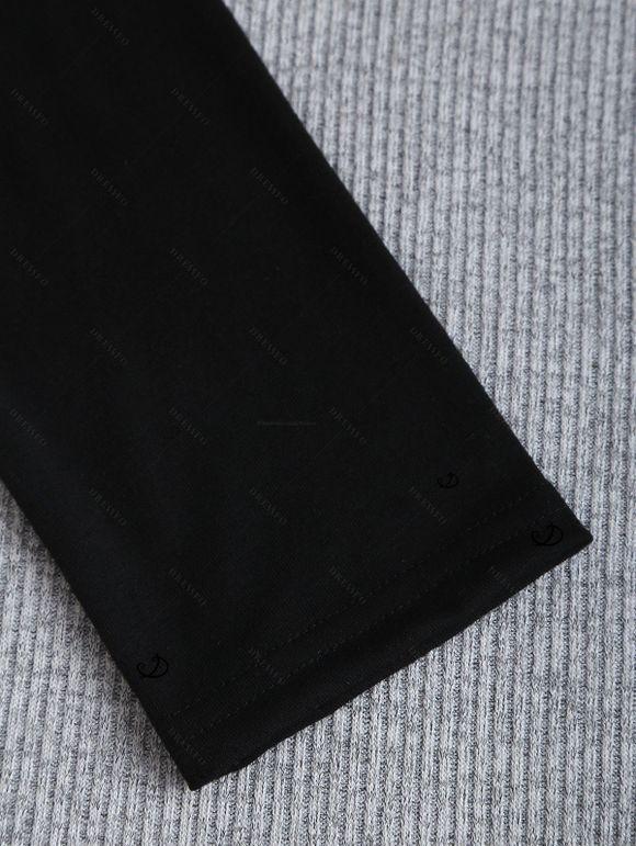 Women Outfit Colorblock Skew Neck Textured Buckle Top and Grommet Leggings Set - Gris S | US 4