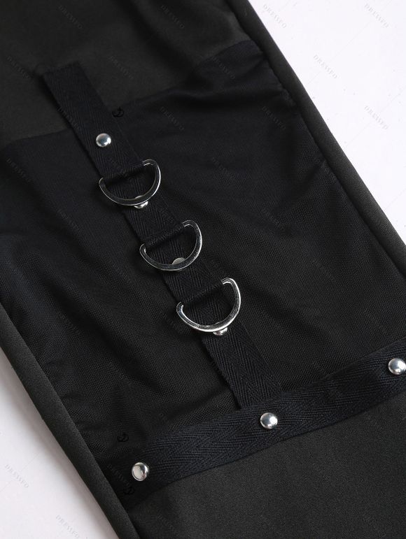 Women Outfit Solid Color Textured Skew Neck Top and Rivet O Ring Leggings Set - Vert S | US 4