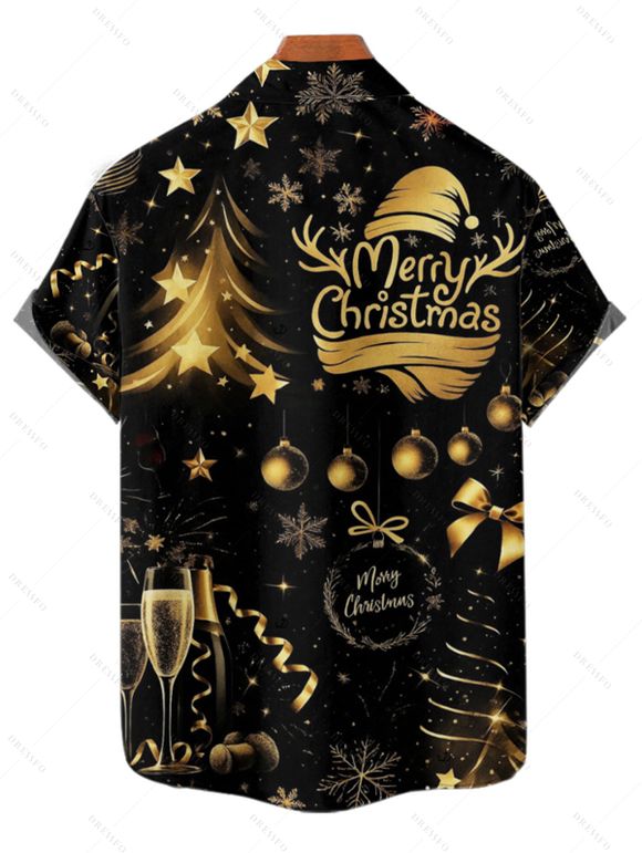 Holiday Couple Outfit Christmas Tree Hat Bell Letter Print Dress and Shirt Set - Noir S | US 4