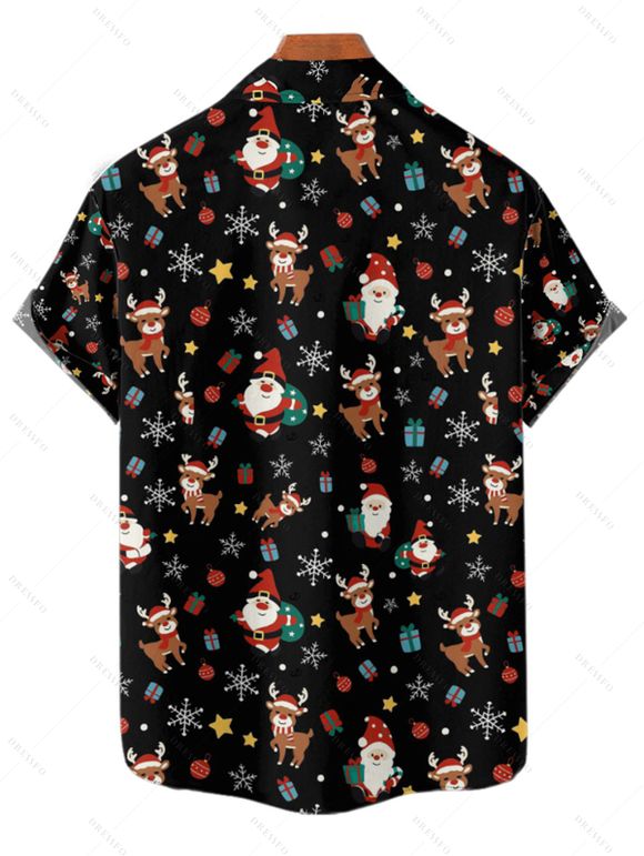 Christmas Couple Outfit Santa Claus Elk Snowflake Print Dress and Shirt Set - Noir S | US 4