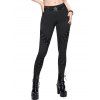 Leggings gothiques de couleur unie avec œillets et lacets, leggings skinny à anneau en O - Noir L | US 8-10