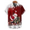 Chemise de Noël pour homme, imprimé Père Noël et flocons de neige, boutonnée - Rouge 2XL