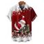 Chemise de Noël pour homme, imprimé Père Noël et flocons de neige, boutonnée - Rouge 2XL