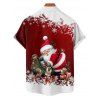 Chemise de Noël pour homme, imprimé Père Noël et flocons de neige, boutonnée - Rouge 2XL
