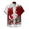Chemise de Noël pour homme, imprimé Père Noël et flocons de neige, boutonnée - Rouge 2XL