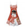 Robe de Noël Mini-robe à bretelles spaghetti à imprimé bonhomme de neige et flocon de neige - Rouge S | US 4