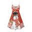 Robe de Noël Mini-robe à bretelles spaghetti à imprimé bonhomme de neige et flocon de neige - Rouge S | US 4