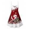 Robe de Noël Mini-robe à bretelles spaghetti à imprimé flocon de neige et père Noël - Rouge XXXXXL | US 20