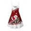 Robe de Noël Mini-robe à bretelles spaghetti à imprimé flocon de neige et père Noël - Rouge XXXXXL | US 20