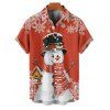 Chemise de Noël pour homme, imprimé bonhomme de neige et flocon de neige, boutonnée - Rouge 2XL