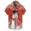 Chemise de Noël pour homme, imprimé bonhomme de neige et flocon de neige, boutonnée - Rouge 2XL