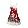 Robe de Noël Mini-robe à bretelles spaghetti à imprimé flocon de neige et père Noël - Rouge XXXXXL | US 20