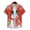 Chemise de Noël pour homme, imprimé bonhomme de neige et flocon de neige, boutonnée - Rouge 2XL