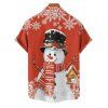Chemise de Noël pour homme, imprimé bonhomme de neige et flocon de neige, boutonnée - Rouge 2XL