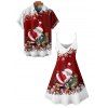 Christmas Couple Outfit Santa Claus Snowflake Print Dress and Shirt Set - Rouge S | US 4