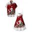 Christmas Couple Outfit Santa Claus Snowflake Print Dress and Shirt Set - Rouge S | US 4