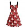 Robe de vacances Fantôme avec chapeau de Noël Robe mini froncée à imprimé flocon de neige - Rouge XL | US 12