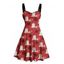 Robe de vacances Fantôme avec chapeau de Noël Robe mini froncée à imprimé flocon de neige - Rouge XL | US 12