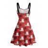 Robe de vacances Fantôme avec chapeau de Noël Robe mini froncée à imprimé flocon de neige - Rouge XL | US 12