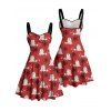 Robe de vacances Fantôme avec chapeau de Noël Robe mini froncée à imprimé flocon de neige - Rouge XL | US 12