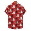 Chemise de vacances pour homme, imprimé fantôme avec chapeau de Noël et flocon de neige, boutonnée - Rouge S