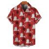 Chemise de vacances pour homme, imprimé fantôme avec chapeau de Noël et flocon de neige, boutonnée - Rouge S