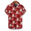 Chemise de vacances pour homme, imprimé fantôme avec chapeau de Noël et flocon de neige, boutonnée - Rouge S