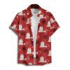 Chemise de vacances pour homme, imprimé fantôme avec chapeau de Noël et flocon de neige, boutonnée - Rouge S