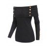 Women Outfit Off the Shoulder Mock Button Sweater and Buckle Leggings Set - Noir S | US 4