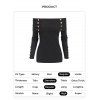 Women Outfit Off the Shoulder Mock Button Sweater and Buckle Leggings Set - Noir S | US 4