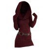 Women Outfit Cowl Neck Hooded Belted Long Knit Sweater and Earrings Boots Set - Rouge Vineux S | US 4