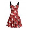 Holiday Couple Outfit Ghost with Christmas Hat Snowflake Print Dress and Shirt Set - Rouge S | US 4