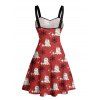 Holiday Couple Outfit Ghost with Christmas Hat Snowflake Print Dress and Shirt Set - Rouge S | US 4
