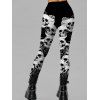Gothic Women Outfit Rose Skull Print Lace Up Hoodie Dress and Leggings Set - Noir S | US 4