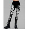Gothic Women Outfit Rose Skull Print Lace Up Hoodie Dress and Leggings Set - Noir S | US 4