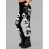 Gothic Women Outfit Rose Skull Print Lace Up Hoodie Dress and Leggings Set - Noir S | US 4