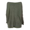 Women Outfit Solid Color Textured Skew Neck Top and Rivet O Ring Leggings Set - Vert S | US 4