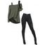 Women Outfit Solid Color Textured Skew Neck Top and Rivet O Ring Leggings Set - Vert S | US 4