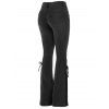 Women Outfit Colorblock Skew Neck Textured Buckle Top and Lace Up Flare Jeans Set - Gris S | US 4