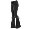 Women Outfit Colorblock Skew Neck Textured Buckle Top and Lace Up Flare Jeans Set - Gris S | US 4