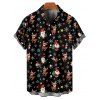 Chemise de Noël pour homme, imprimé Père Noël, élan, flocon de neige, boutonnée - Noir S