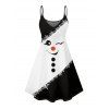 Robe de Noël à imprimé bonhomme de neige et flocon de neige, à bretelles spaghetti - Noir XXL | US 14