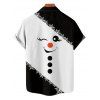 Chemise de Noël pour homme, imprimé bonhomme de neige et flocon de neige, à boutons - Noir M