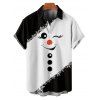 Chemise de Noël pour homme, imprimé bonhomme de neige et flocon de neige, à boutons - Noir M